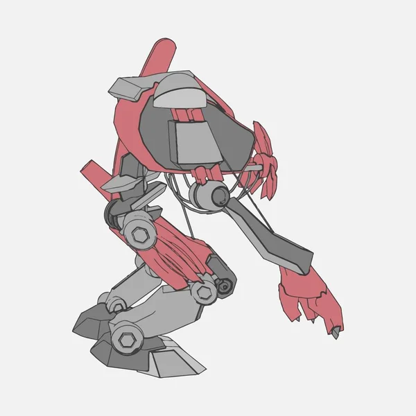 Vektor illusztráció. Mecha elszigetelt háttérrel. Póló, poszter, matrica. — Stock Vector