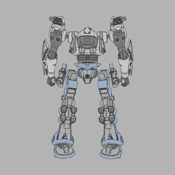 벡터 일러스트. mecha 는 고립된 배경에 있습니다. 티셔츠 디자인, 포스터, 스티커등을 위한 것입니다.. — 스톡 벡터