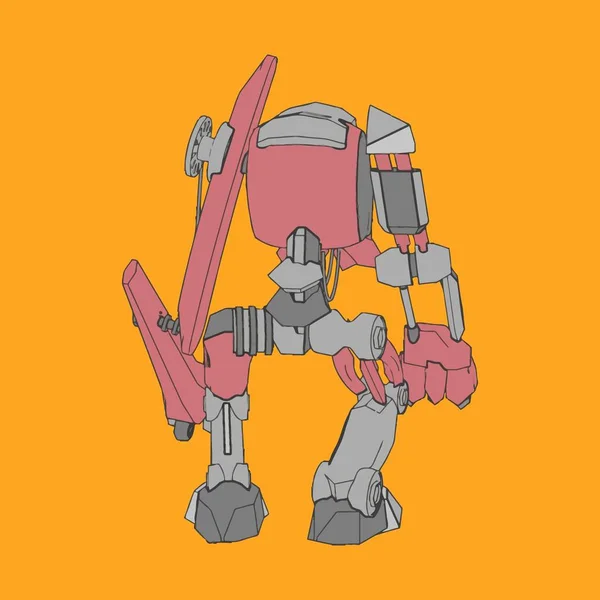 Vector illustration. Mecha in isolated background. For t-shirt design, poster, sticker. — Stock Vector