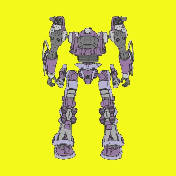 Vector illustration. Mecha in isolated background. For t-shirt design, poster, sticker. — Stock Vector