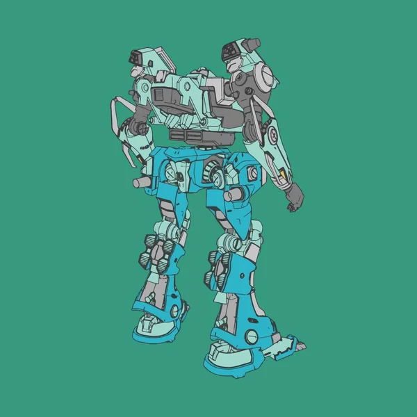 Vektorillustration. Mecha i isolerad bakgrund. För t-shirt design, affisch, klistermärke. — Stock vektor