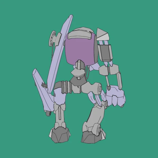 Vector illustration. Mecha in isolated background. For t-shirt design, poster, sticker. — Stock Vector