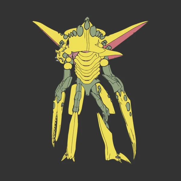 Vektorillustration. Mecha i isolerad bakgrund. För t-shirt design, affisch, klistermärke. — Stock vektor