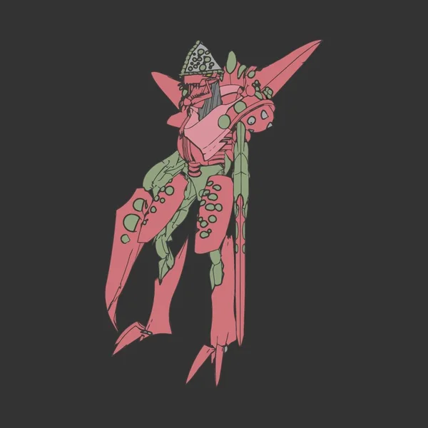 Vektorillustration. Mecha i isolerad bakgrund. För t-shirt design, affisch, klistermärke. — Stock vektor