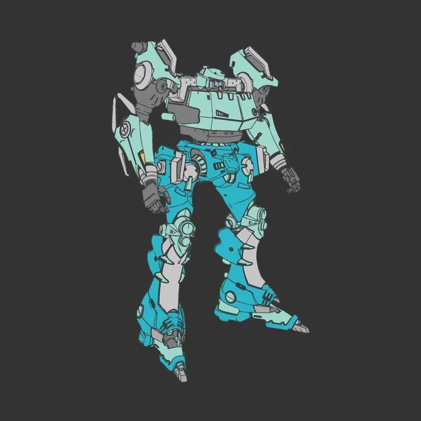 Vektorillustration. mecha in isoliertem Hintergrund. für T-Shirt-Design, Poster, Aufkleber. — Stockvektor