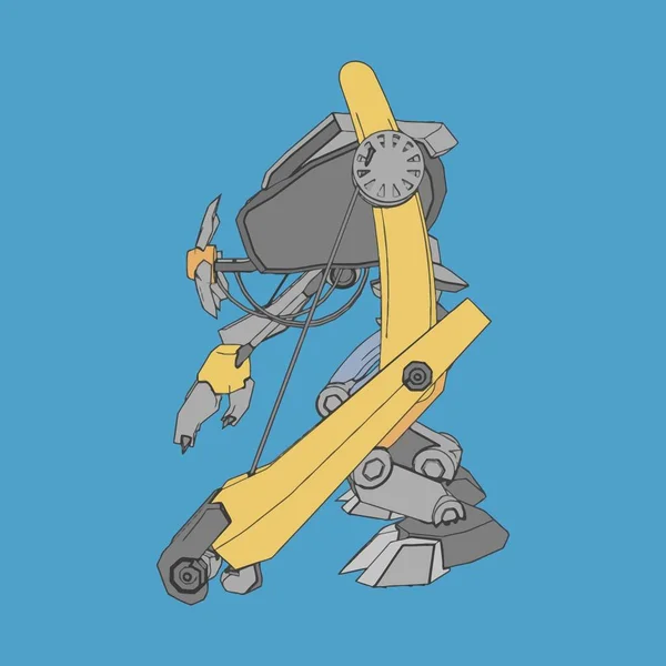 Vektorillustration. Mecha i isolerad bakgrund. För t-shirt design, affisch, klistermärke. — Stock vektor