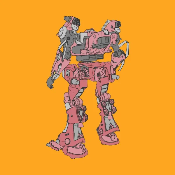 Vektorillustration. Mecha i isolerad bakgrund. För t-shirt design, affisch, klistermärke. — Stock vektor