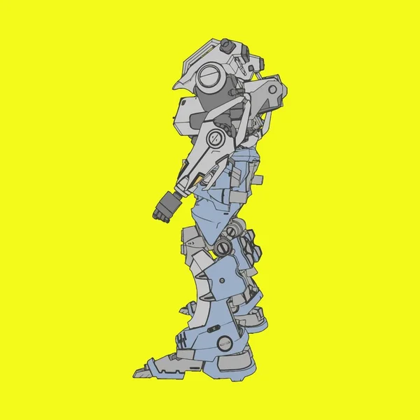 Illustrazione vettoriale. Mecha in background isolato. Per il design di t-shirt, poster, adesivo . — Vettoriale Stock