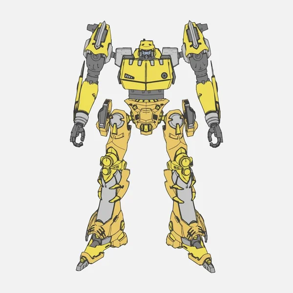 Vektor illusztráció. Mecha elszigetelt háttérrel. Póló, poszter, matrica. — Stock Vector