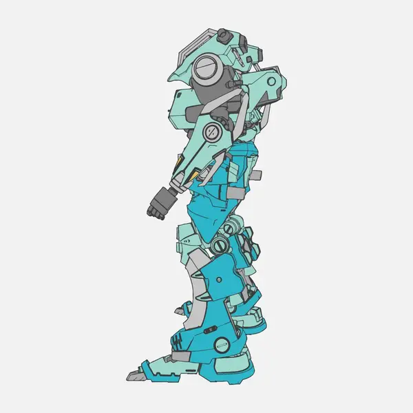 Vector illustration. Mecha in isolated background. For t-shirt design, poster, sticker. — Stock Vector