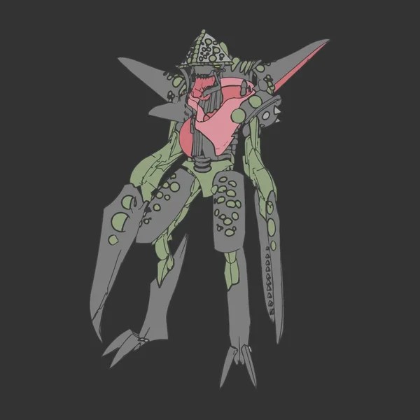 Vektorillustration. Mecha i isolerad bakgrund. För t-shirt design, affisch, klistermärke. — Stock vektor