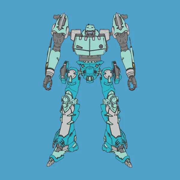 Vector illustration. Mecha in isolated background. For t-shirt design, poster, sticker. — Stock Vector