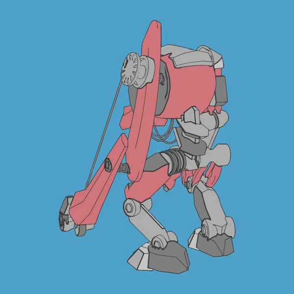 Vektorillustration. Mecha i isolerad bakgrund. För t-shirt design, affisch, klistermärke. — Stock vektor