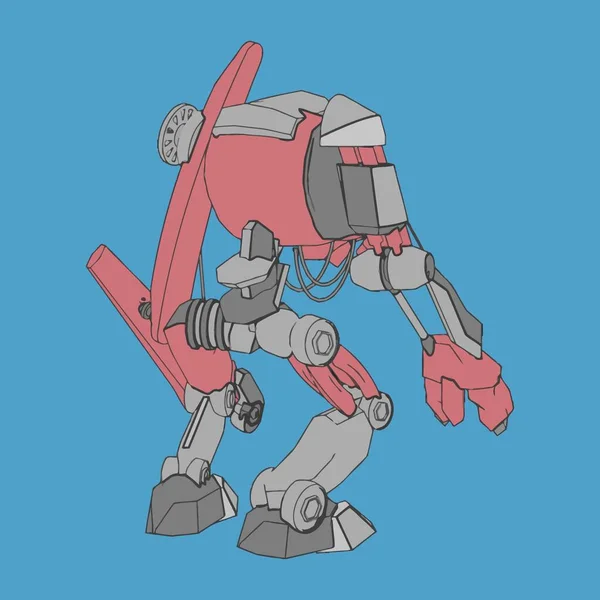 Vector illustration. Mecha in isolated background. For t-shirt design, poster, sticker. — Stock Vector