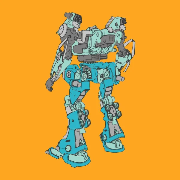 Vector illustration. Mecha in isolated background. For t-shirt design, poster, sticker. — Stock Vector