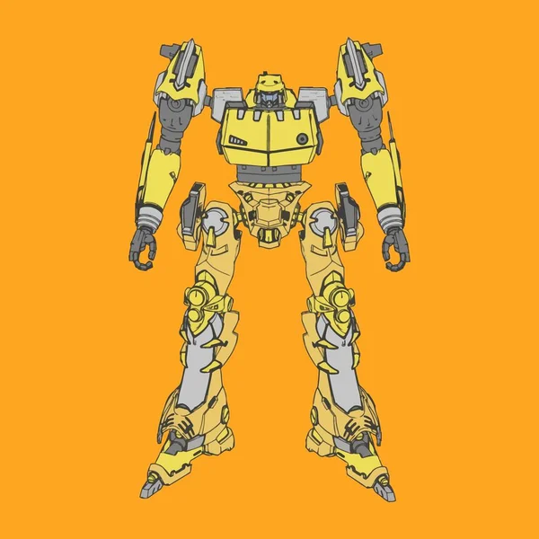 Vector illustration. Mecha in isolated background. For t-shirt design, poster, sticker. — Stock Vector