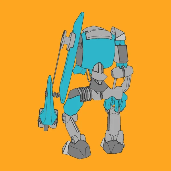 Illustrazione vettoriale. Mecha in background isolato. Per il design di t-shirt, poster, adesivo . — Vettoriale Stock