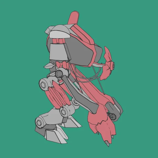 Vektorillustration. Mecha i isolerad bakgrund. För t-shirt design, affisch, klistermärke. — Stock vektor