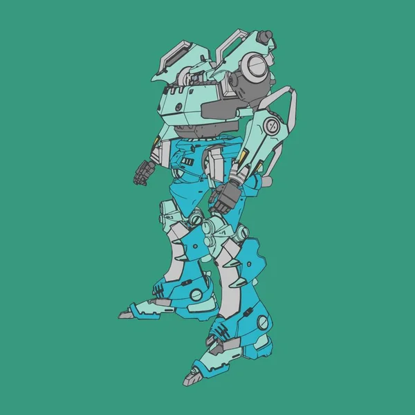 Vektorillustration. Mecha i isolerad bakgrund. För t-shirt design, affisch, klistermärke. — Stock vektor