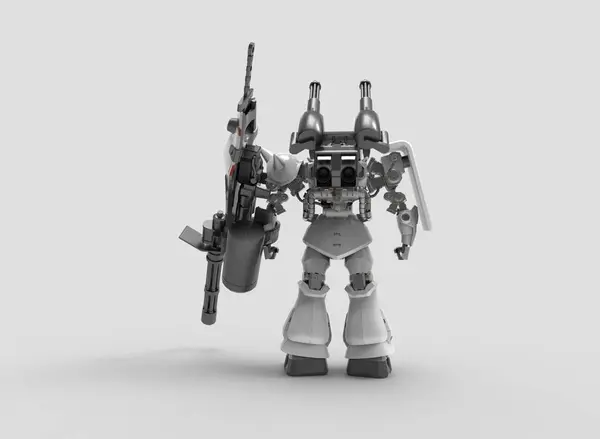 Sci-Fi mech katona állt a táj hátterét. Katonai futurisztikus robot egy zöld és szürke színű fém. Mech vezérli pilóta. Karcos fém páncél robot. Mech csata. 3D-leképezés — Stock Fotó