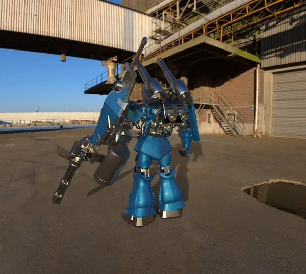 Sci Mecha Soldier Standing Military Futuristic Robot Mecha Controlled Pilot — 스톡 사진