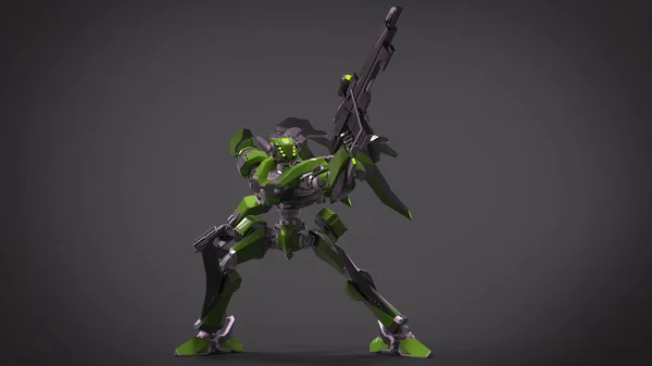 Sci Mecha Soldier Standing Military Futuristic Robot Mecha Controlled Pilot — 스톡 사진