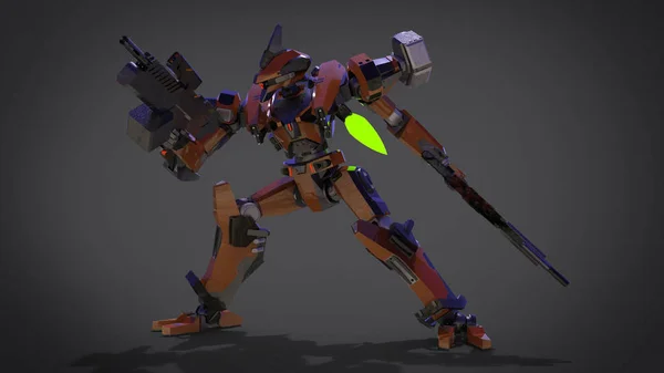 Sci Mecha Soldier Standing Military Futuristic Robot Mecha Controlled Pilot — 스톡 사진