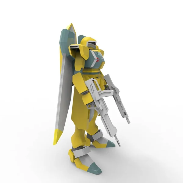 Sci Mecha Soldier Standing Military Futuristic Robot Mecha Controlled Pilot — 스톡 사진