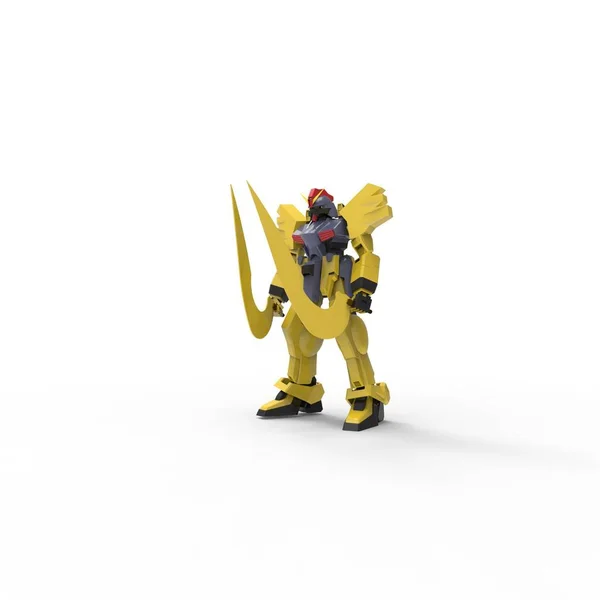 Sci-fi mecha soldier standing. Military futuristic robot. Mecha controlled by a pilot
