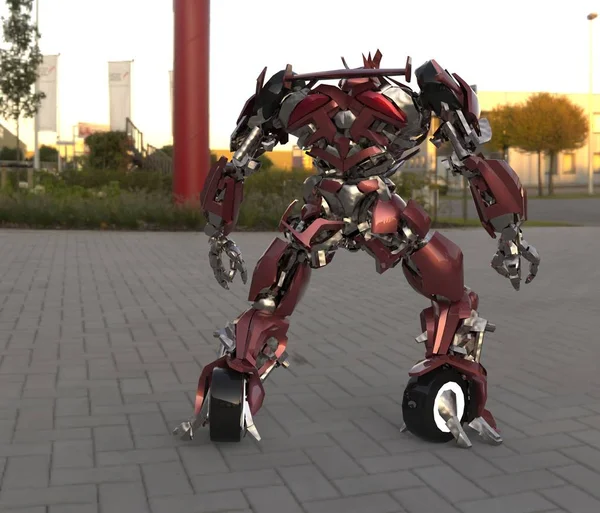 Sci Mecha Soldier Standing Military Futuristic Robot Mecha Controlled Pilot — 스톡 사진