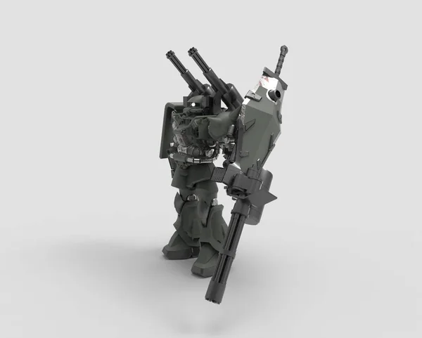 Sfのメカ兵士が立っている 軍の未来型ロボット操縦士が操縦する機械 — ストック写真