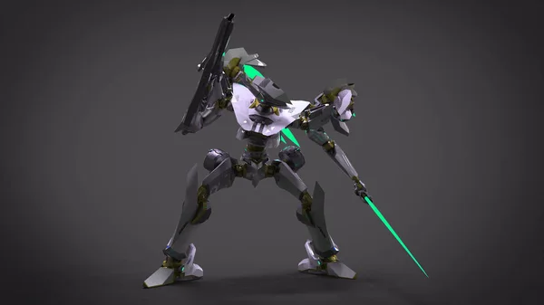 Sci Mecha Soldier Standing Military Futuristic Robot Mecha Controlled Pilot — 스톡 사진