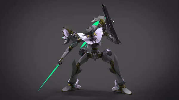 Sci Mecha Soldier Standing Military Futuristic Robot Mecha Controlled Pilot — 스톡 사진