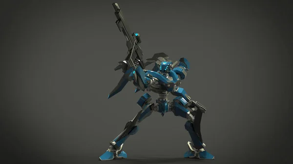 Sci Mecha Soldier Standing Military Futuristic Robot Mecha Controlled Pilot — 스톡 사진