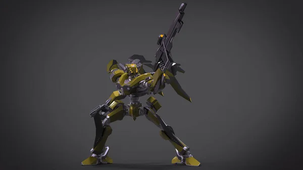 Sci Mecha Soldier Standing Military Futuristic Robot Mecha Controlled Pilot — 스톡 사진