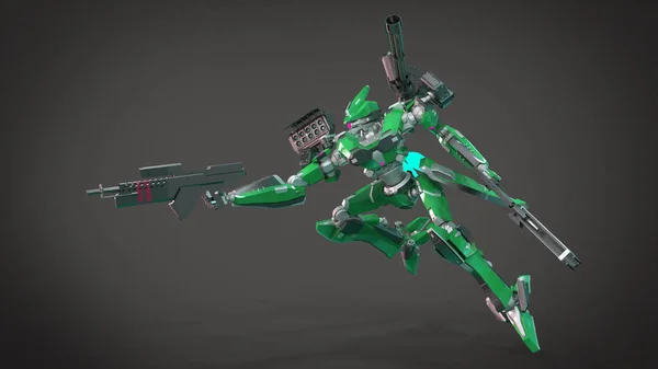 Sci Mecha Soldier Standing Military Futuristic Robot Mecha Controlled Pilot — 스톡 사진