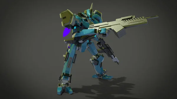 Sci Mecha Soldier Standing Military Futuristic Robot Mecha Controlled Pilot — 스톡 사진