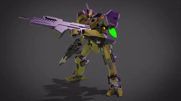 Sci Mecha Soldier Standing Military Futuristic Robot Mecha Controlled Pilot — 스톡 사진