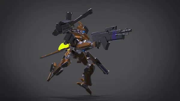 Sci Mecha Soldier Standing Military Futuristic Robot Mecha Controlled Pilot — 스톡 사진