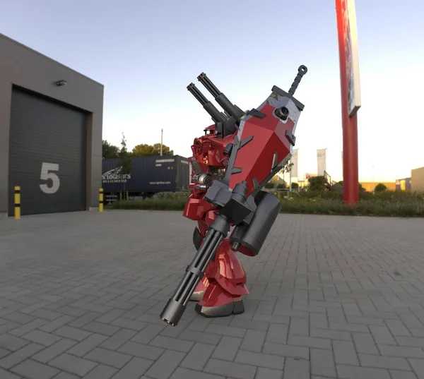Bilim Kurgu Meka Askeri Ayakta Duruyor Askeri Gelecekçi Robot Mekagodzilla — Stok fotoğraf