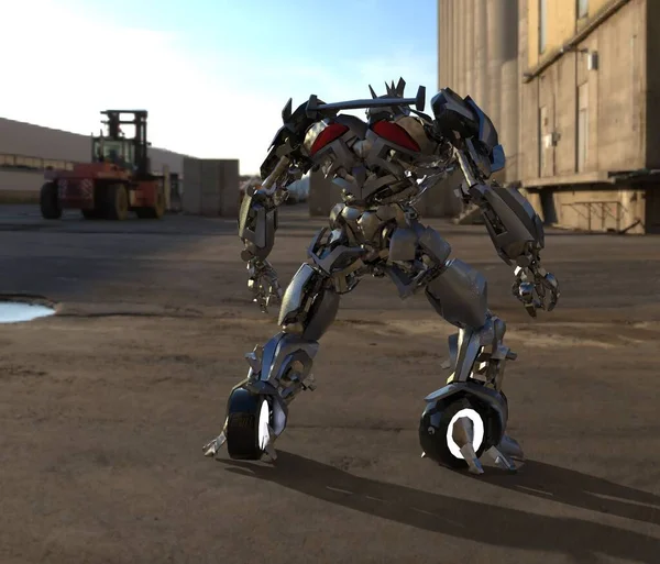 Sci Mecha Katona Áll Katonai Futurisztikus Robot Mecha Egy Pilóta — Stock Fotó