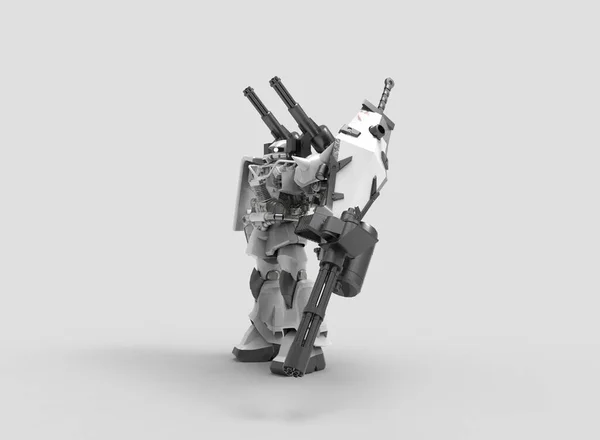 科幻军士站在那里 军事未来主义机器人 由飞行员控制的麦加 — 图库照片