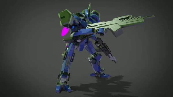 Sci Mecha Soldier Standing Military Futuristic Robot Mecha Controlled Pilot — 스톡 사진