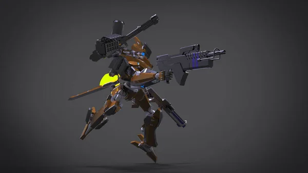 Sci Mecha Soldier Standing Military Futuristic Robot Mecha Controlled Pilot — 스톡 사진