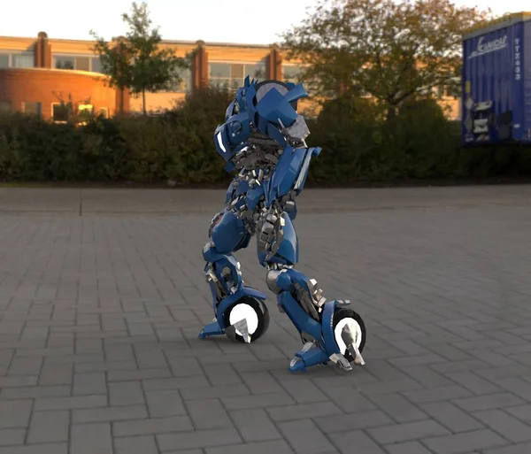 Soldado Mecánico Ciencia Ficción Pie Robot Futurista Militar Mecha Controlada —  Fotos de Stock