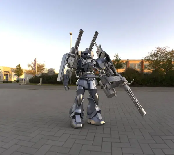 Sci Mecha Soldier Standing Military Futuristic Robot Mecha Controlled Pilot — 스톡 사진