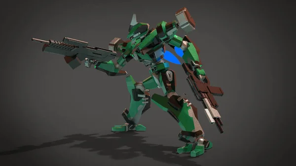 Sci Mecha Soldier Standing Military Futuristic Robot Mecha Controlled Pilot — 스톡 사진