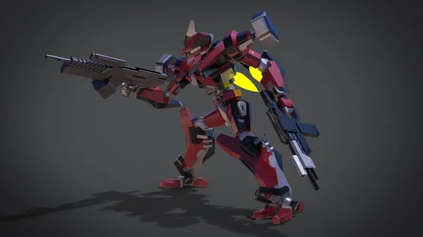 Sci Mecha Soldier Standing Military Futuristic Robot Mecha Controlled Pilot — 스톡 사진