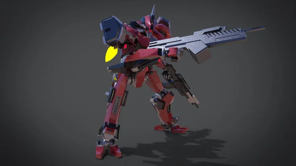 Sci Mecha Soldier Standing Military Futuristic Robot Mecha Controlled Pilot — 스톡 사진