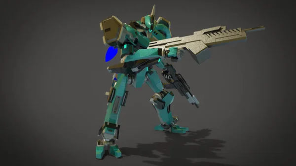 Sci Mecha Soldier Standing Military Futuristic Robot Mecha Controlled Pilot — 스톡 사진